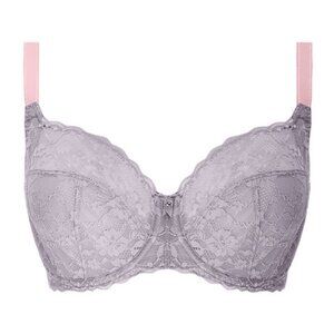 NWT- 34l- Freya Offbeat Side Support Bra‎ in Mineral Grey - Purple/Pink lace